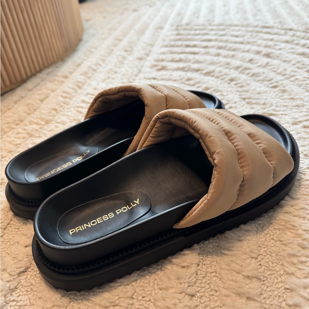 Princess Polly Beige and Black Sandals